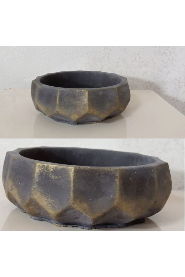 Geometrik Beton Saksı Ağız Çapı 20-25 cm Antrasit Gold