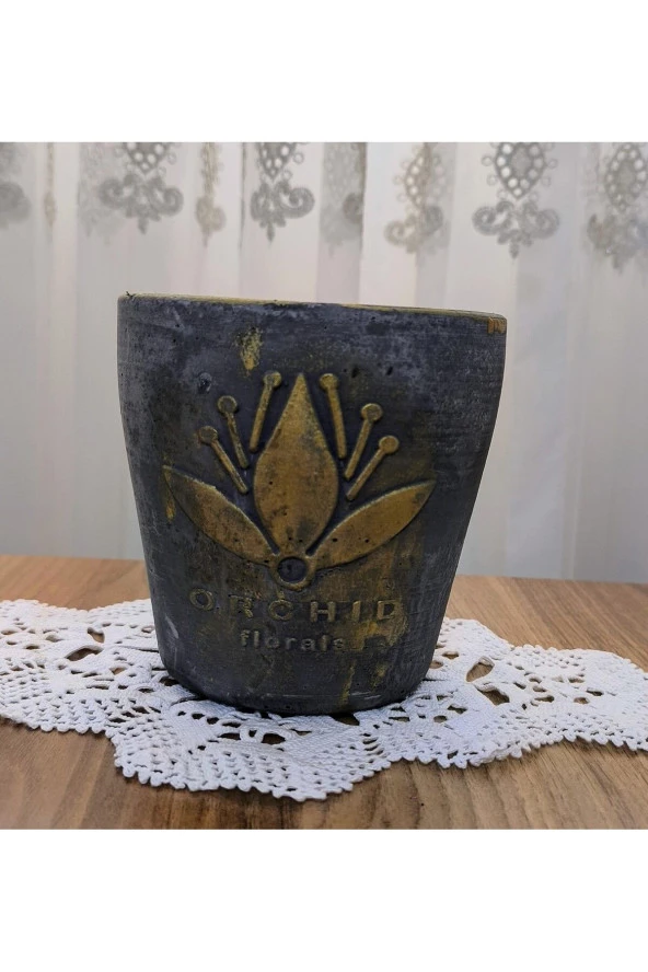 Beton Çiçek ve Bonsai Vazosu Antrasit Renk