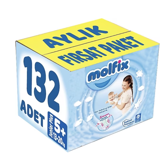 Molfix Bebek Bezi 5+ Beden JR Plus Avantajlı Paket 132 Adet