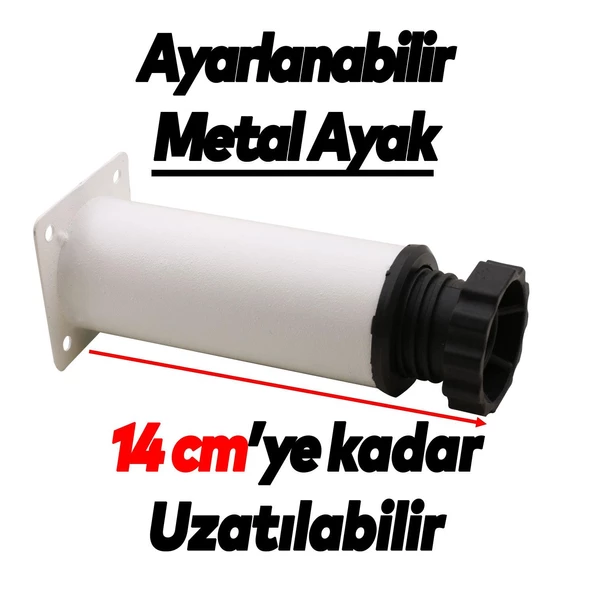 Ayarlanabilir Mobilya Kanepe Baza Koltuk Metal Destek Yükseltici Ayağı 12 cm Beyaz Ayakları 4 Adet - 2