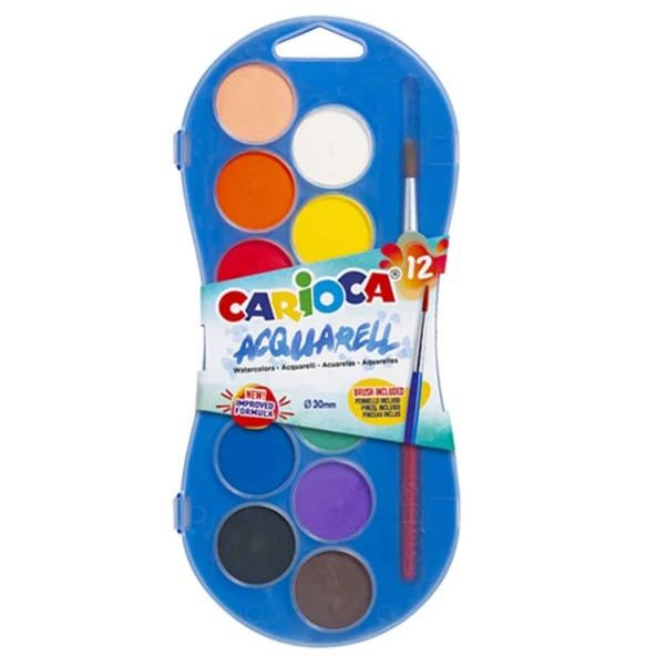 Carioca Sulu Boya 30 mm 12 Renk Yeni Formül