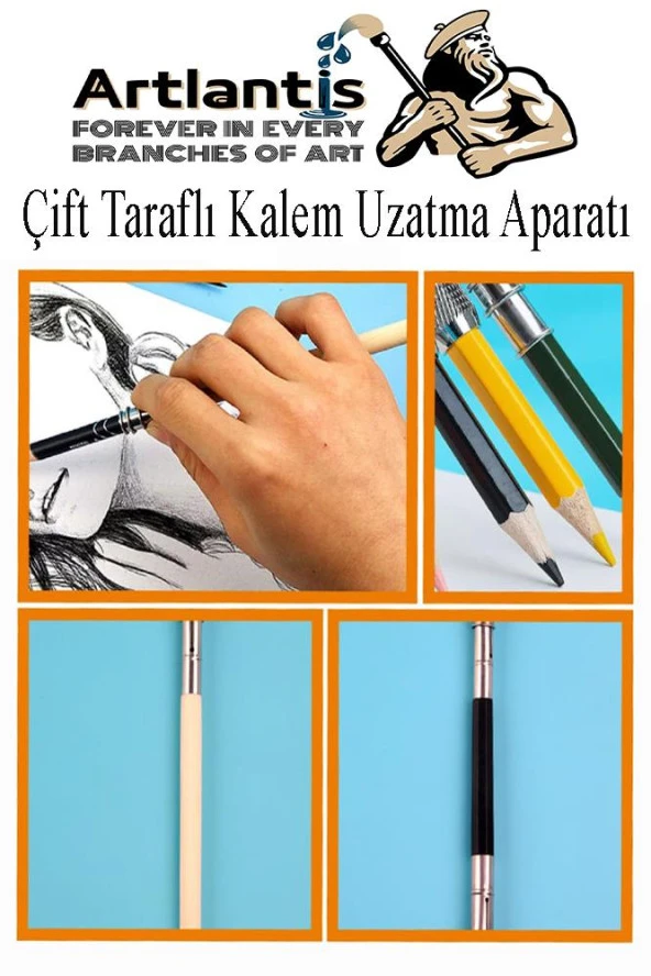Kalem Uzatma Aparatı 1 Adet Çift Taraflı 13 cm Kalem Uzatma Aparatı Çift Uçlu Derceli Kalem Tasarım Hobi - 3