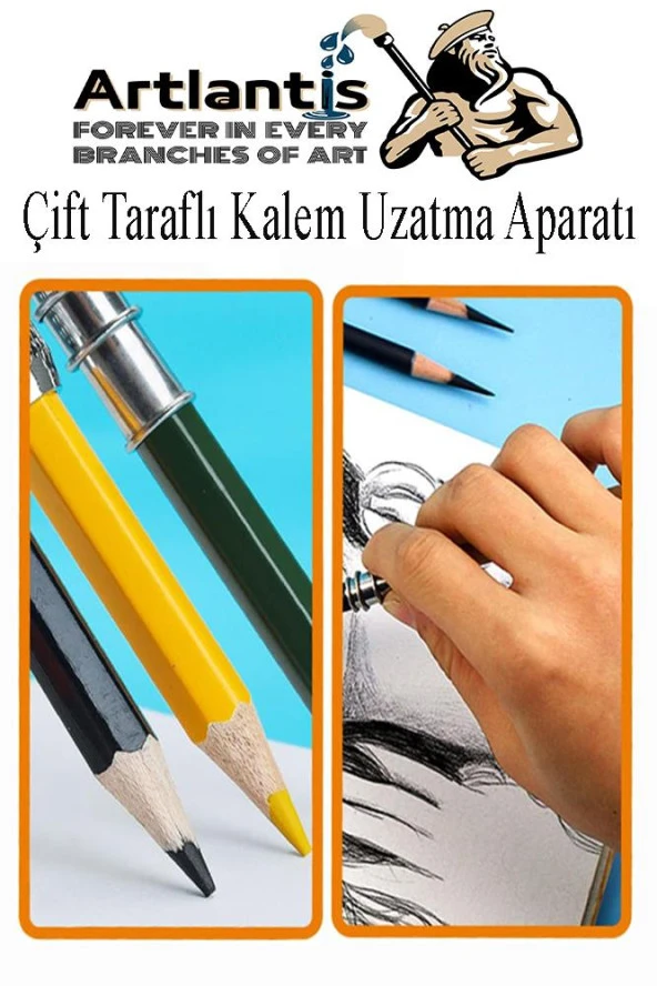 Kalem Uzatma Aparatı 1 Adet Çift Taraflı 13 cm Kalem Uzatma Aparatı Çift Uçlu Derceli Kalem Tasarım Hobi - 4