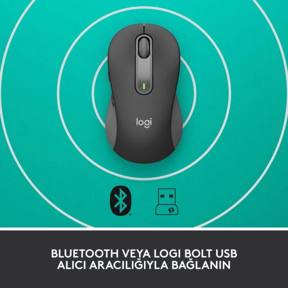 Logitech M650 Signature 910-006236 Siyah Sessiz Büyük Boy Sağ El Optik Kablosuz Mouse - Outlet - 2