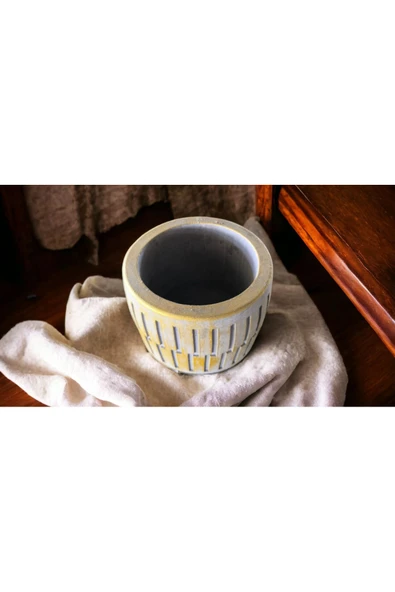 Kare Desen Beton Orkide ve Bonsai Saksısı kardiz - Resim 2