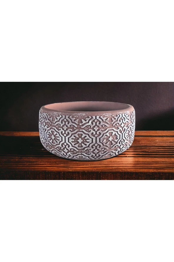 Kare Desen Beton Aranjman, Orkide ve Bonsai Saksısı 001h - 2
