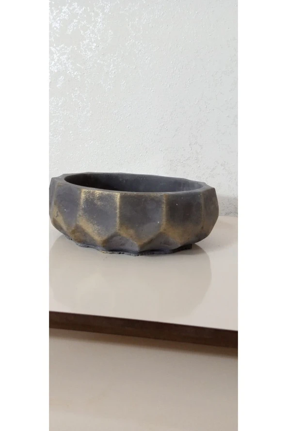 Saf Beton Geometrik Bonsai ve Aranjmana Özel Taş Saksı suya karşı 121 yıl ömürlü 004 - Resim 3