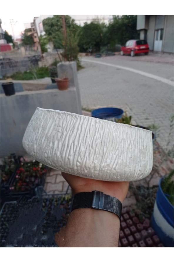 Beton Saksı Özel El Yapımı Taş Saksı 011 - 2