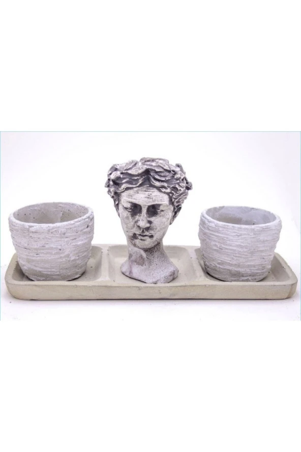 Üçlü Helen Saksı Seti Ve Hediye Sukulent ürün görseli