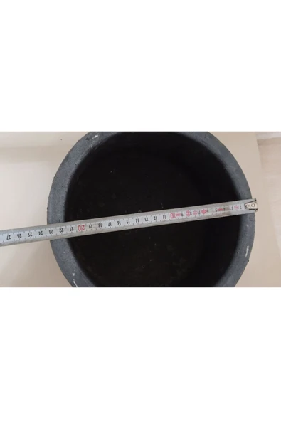 2 Adet Beton Aranjman ve Bonsai Saksısı Çiçek Desen Ağız Çap 20-30 cm çap Antrasit Gold - 3
