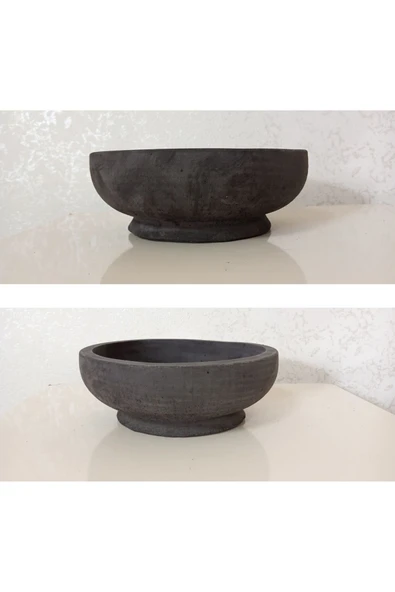 2 Adet Oval Saksı Ağız Çapı 20-25 cm Antrasit Gold - 2