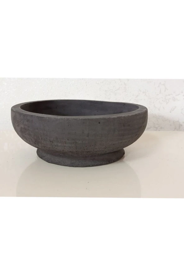 Oval Beton Saksı Ağız Çapı 20-25 cm Antrasit Gold