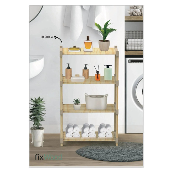 Ahşap Wood    Mutfak Banyo Musafir Odası Yemek Odası 4 Lü Ahşap Raf - 2