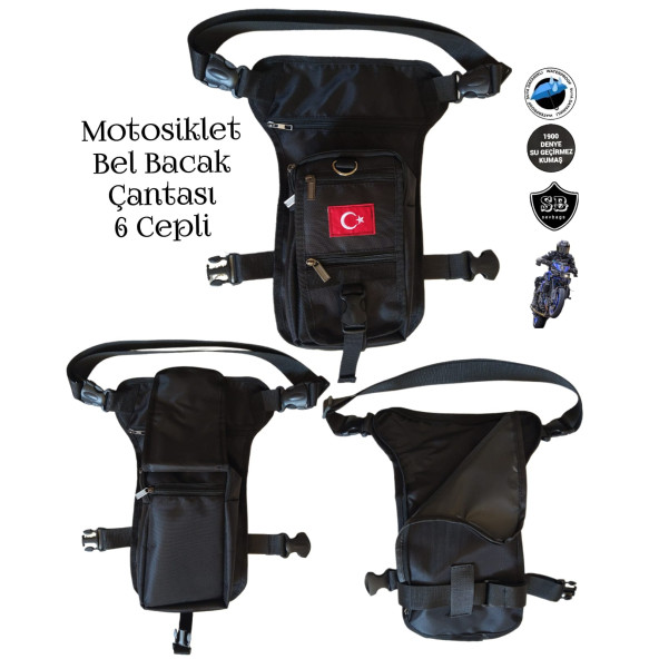 MOTOSİKLET BEL BACAK ÇANTASI 6 GÖZLÜ