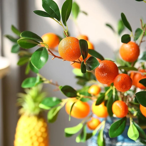Nettenevime Yapay Portakal Dalı 87cm Yapay Çiçek Portakal Ağacı Dalı - Resim 3