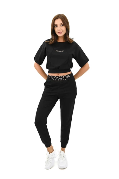 Kadın Kısa Kollu Yazı Baskılı Eşofman Takımı 3763-23 - 4