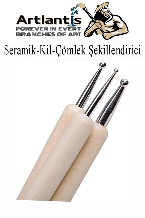 Seramik Kil Çömlek Şekillendirici 3 lü 1 Paket Seramik Modelaj Oyma Seti Heykel Hobi Tasarım - 2
