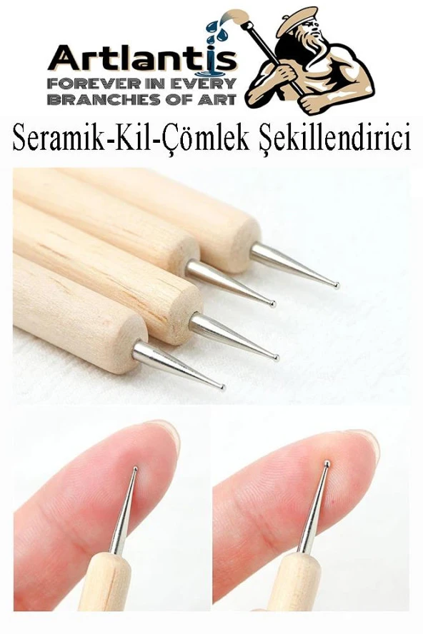 Seramik Kil Çömlek Şekillendirici 3 lü 1 Paket Seramik Modelaj Oyma Seti Heykel Hobi Tasarım - 4