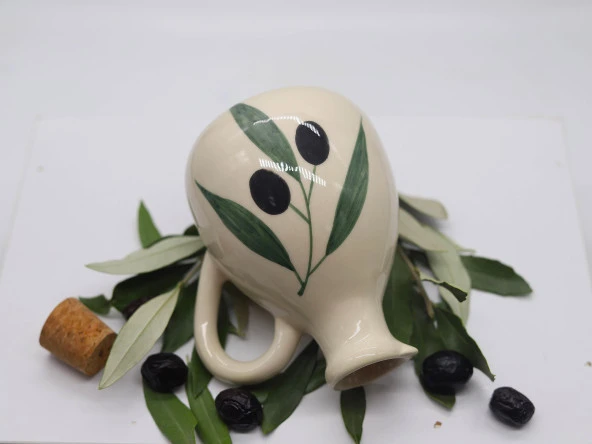Tardan El Yapımı Zeytin Desenli Yağdanlık/Sosluk - 380ml - 2