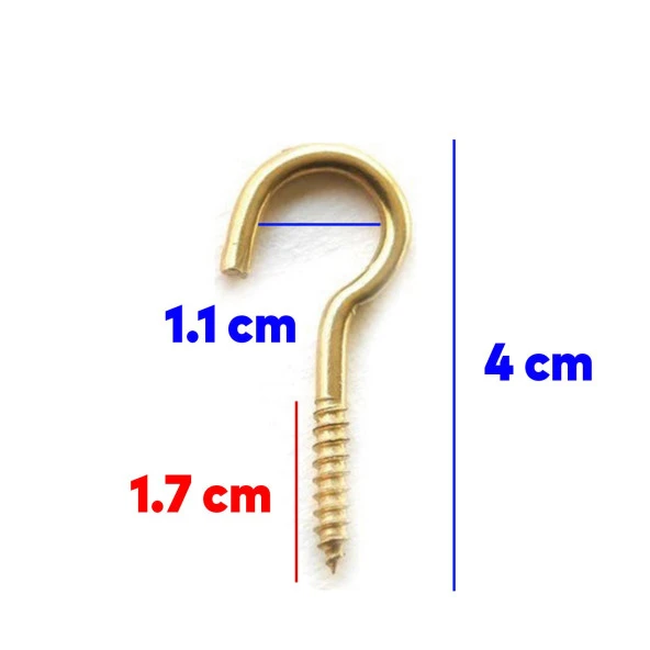 Metal Piton Vidalı Gerdirme 18x60 Çekme Kaldırma Tavan Açık Ağız Kancalı Avize Asma Kiti 5 Adet - Resim 3