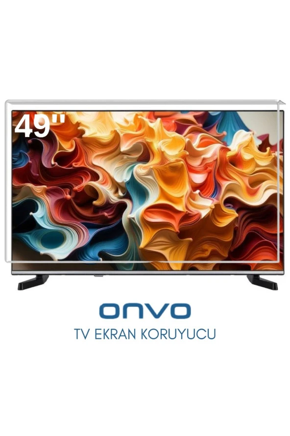 Technozi Onvo Uyumlu 49" inç 124 Ekran Tv Koruyucu Kırılmaz Paneli
