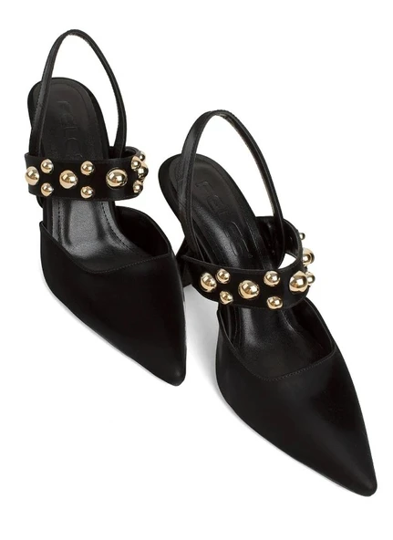 Feles Zımba Detaylı Topuklu Arkası Açık Kadın Stiletto Ayakkabı - Resim 8