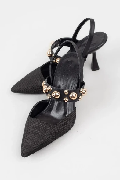 Feles Zımba Detaylı Topuklu Arkası Açık Kadın Stiletto Ayakkabı - Resim 16