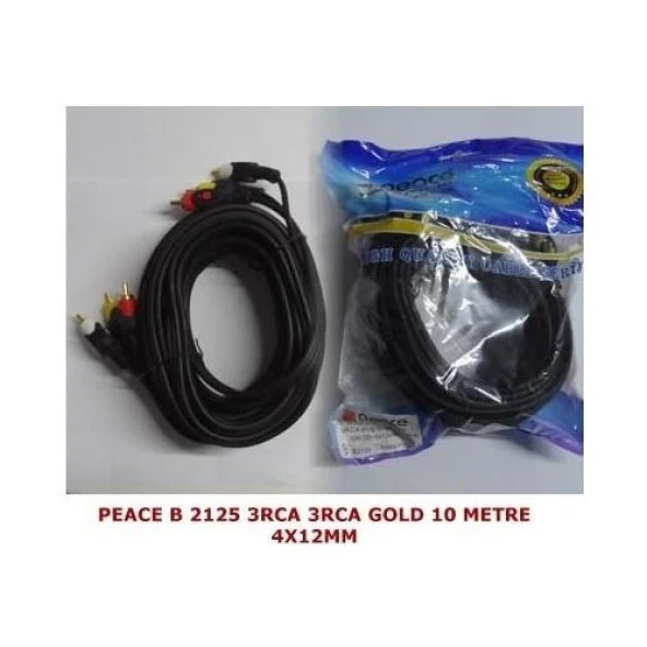 Peace B-2124 3 Rca Gold 4 x 12 mm 5 mt Jaklı Kablo