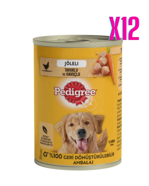 Pedigree Jöleli Tavuklu ve Havuçlu Köpek Yaş Mama 12 x 400gr