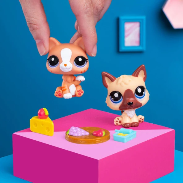 Hasbro Littlest Petshop Figür Minişler 2'li Paket Hayvanlar Kahverengi Kedi-Köpek 00506 (KOLİ İTEMİ S00005264) - 3