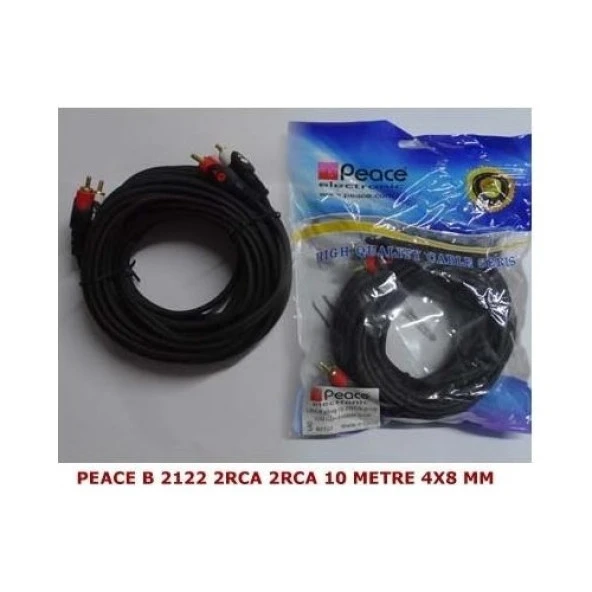 Peace B-2122 2 Rca Gold 4x8 mm 10 mt Jaklı Kablo