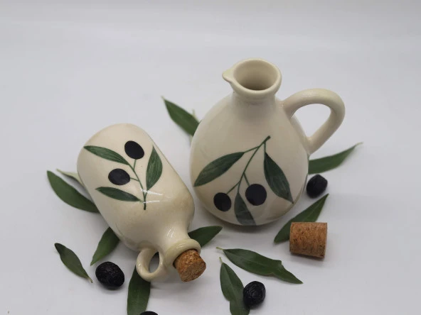 Tardan El Yapımı Zeytin Desenli Yağlık/Sosluk Seti - 2 Adet - 3