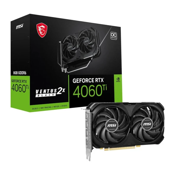 Msı Geforce Rtx 4060 Ti Ventus 2X Black Oc 8Gb Gddr6 128Bit Hdmı/Dp Ekran Kartı