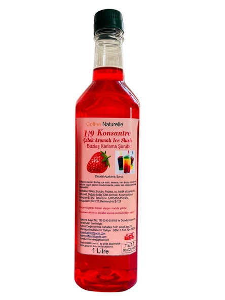Çilek Aromalı Buzlaş Ice Slush Şurubu 1 lt 1/9 konsatre
