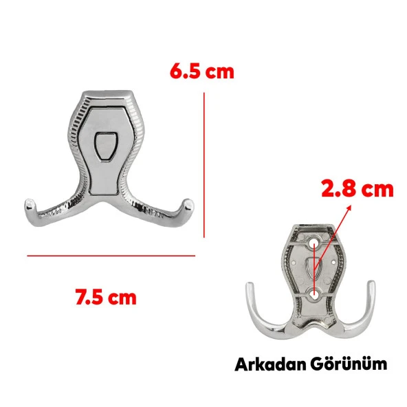 Vestiyer Mobilya Duvar Askısı Metal Dolap Elbise Askılığı Krom - Krom Kapaklı Sağlam Askı - 2