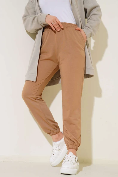 Paça Lastikli Jogger Pantolon Latte - 2