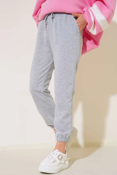 Paça Lastikli Jogger Pantolon Gri