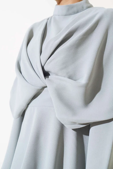 Krep Etekli İkili Takım Gri - Resim 4