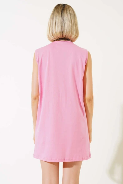 Kolsuz Elbise Pembe - Resim 3