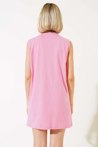 Kolsuz Elbise Pembe - 3
