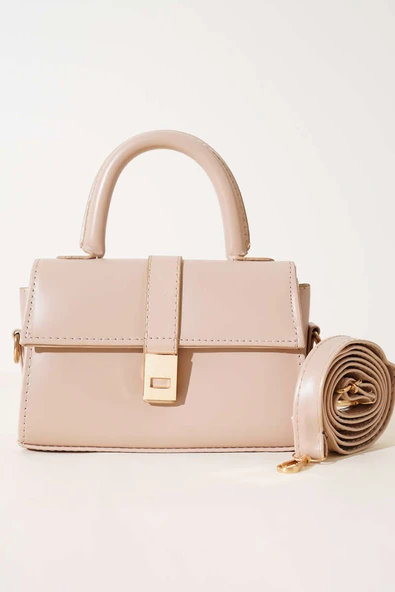 Mıknatıslı El Çantası Bej - Resim 2