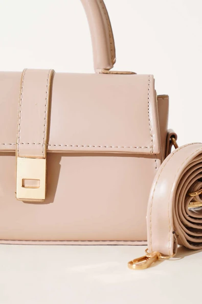 Mıknatıslı El Çantası Bej - Resim 3