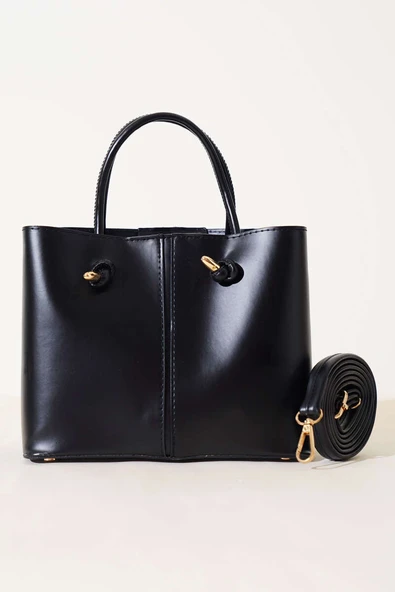 Dikiş Detaylı Kadın El Çantası Siyah - Resim 2