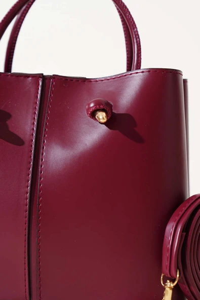 Dikiş Detaylı Kadın El Çantası Bordo - Resim 3