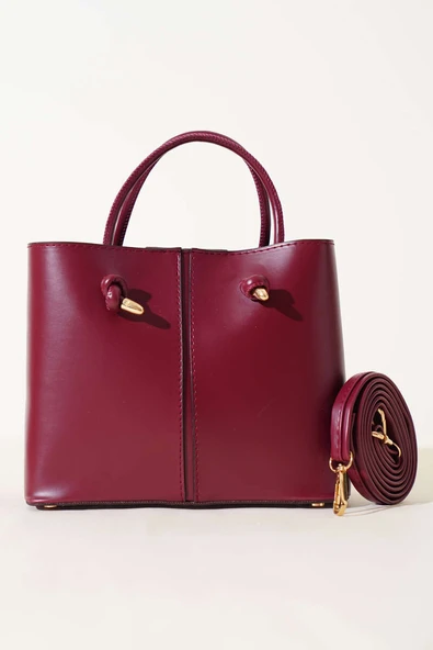 Dikiş Detaylı Kadın El Çantası Bordo - Resim 2