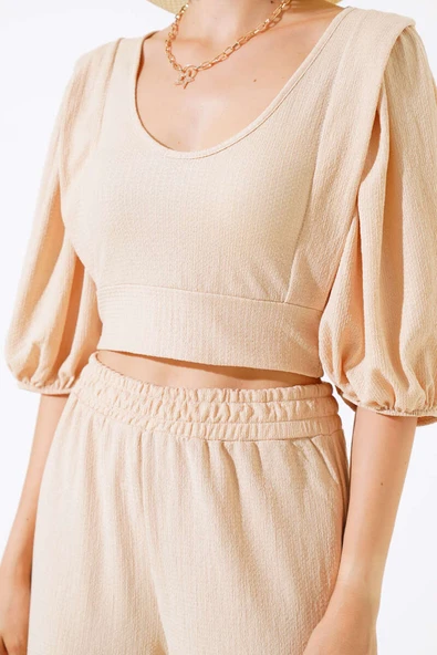 Karpuz Kol İkili Takım Bej - Resim 4