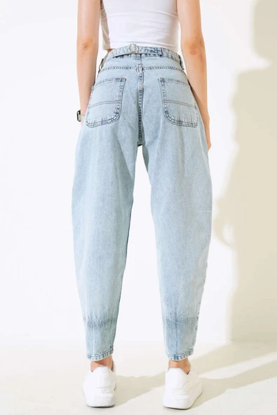 Boyfriend Salaş Kot Pantolon Buz Mavisi - Resim 3