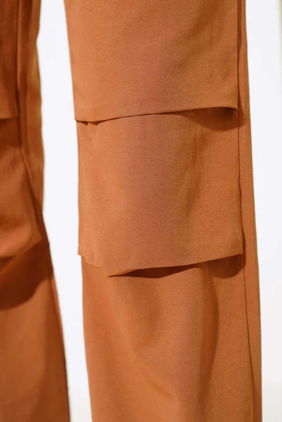 Bel Ve Paça Lastikli Paraşüt Pantolon Camel - Resim 4