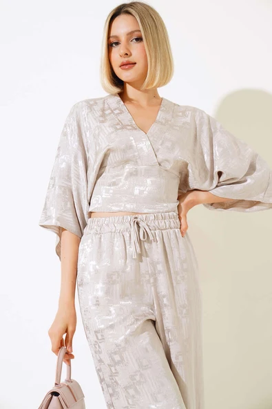 Yarasa Kol Bel Lastikli Jakar İkili Takım Taş - Resim 2