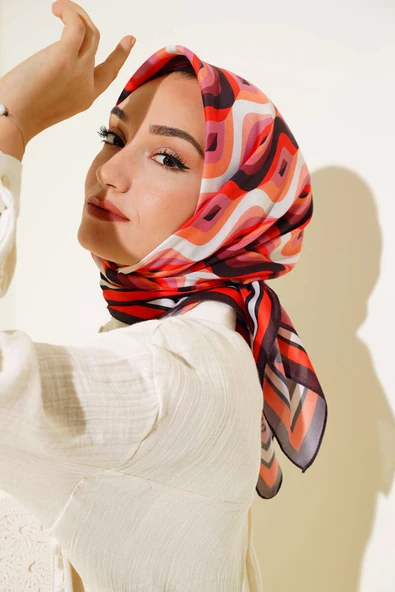 Ebru Desen Microsoft Eşarp Siyah Oranj